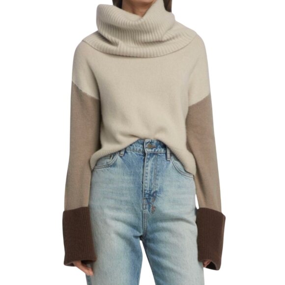 Naadam Wool Cashmere Cowl Neck Sweater Womens Medium Brown Long Sleeve Pullover - Picture 11 of 11